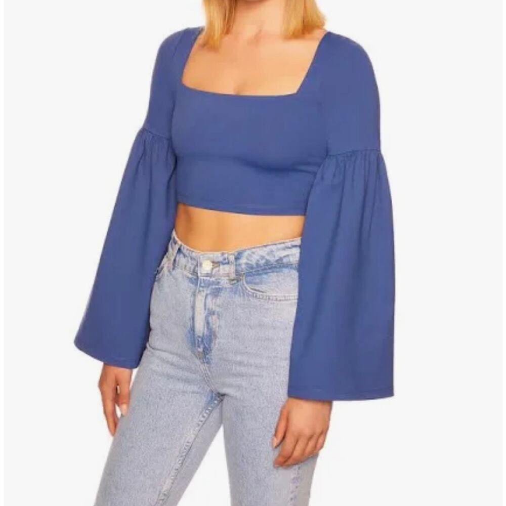 Susana Monaco Bell Sleeve Square Neck Crop Top XL NWT